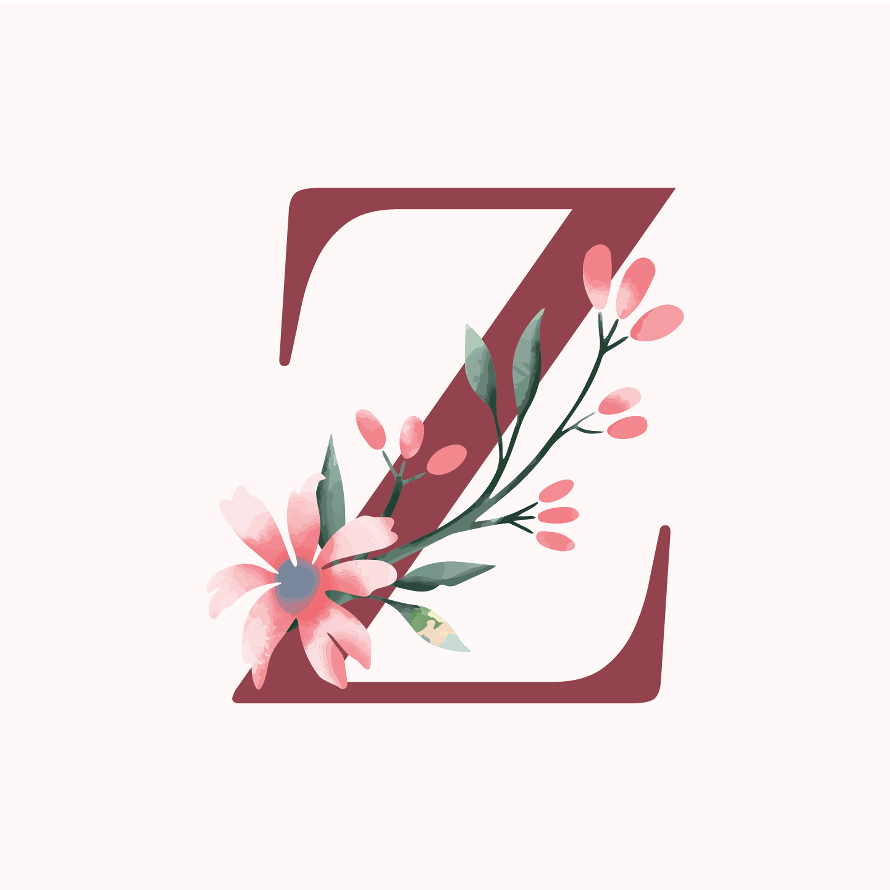 classic-floral-letter-z-design-theme