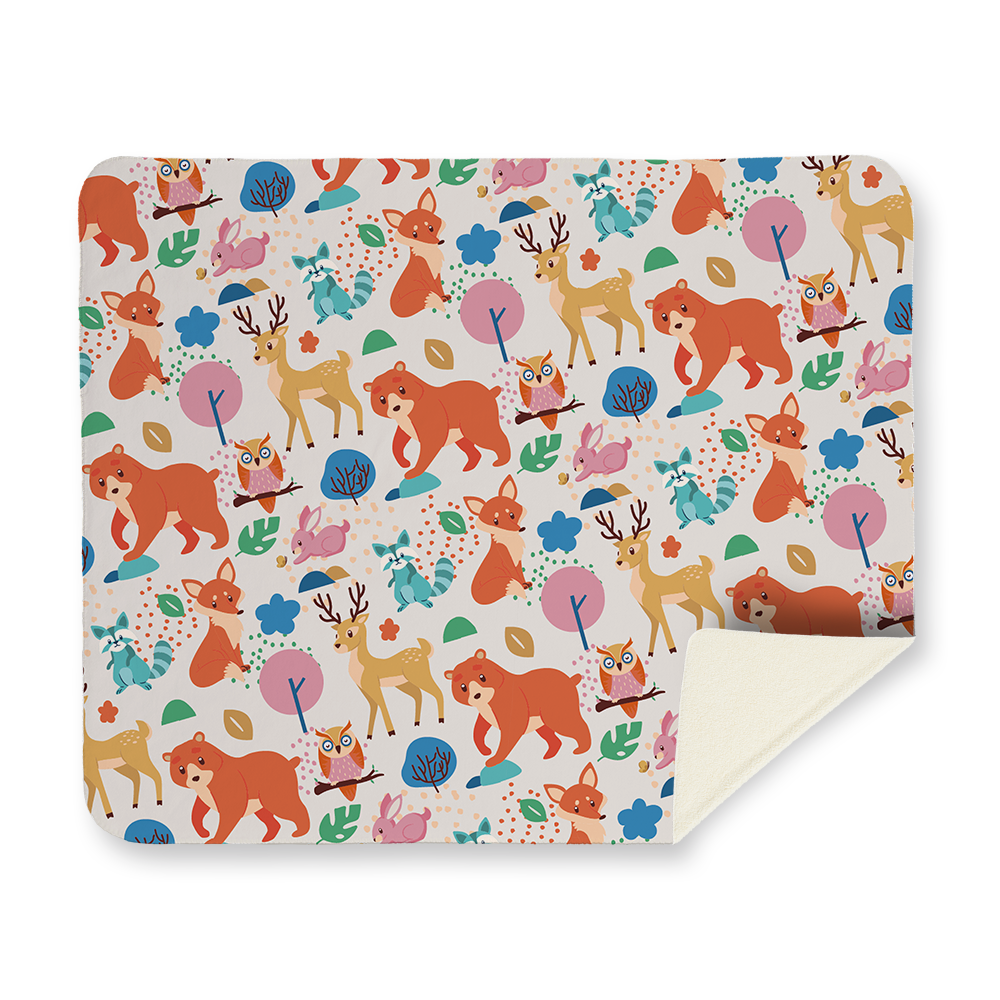 colorful-forest-animals-pattern-blanket-sherpa