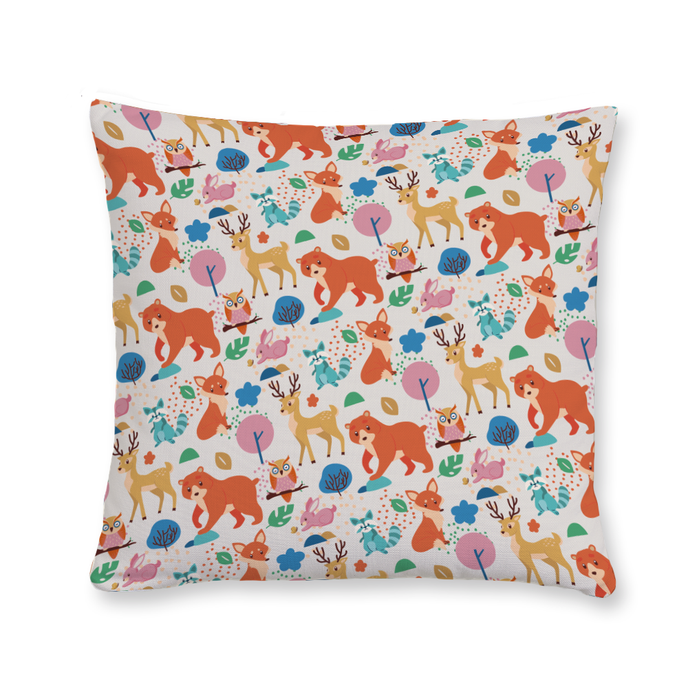 colorful-forest-animals-pattern-throw-pillow