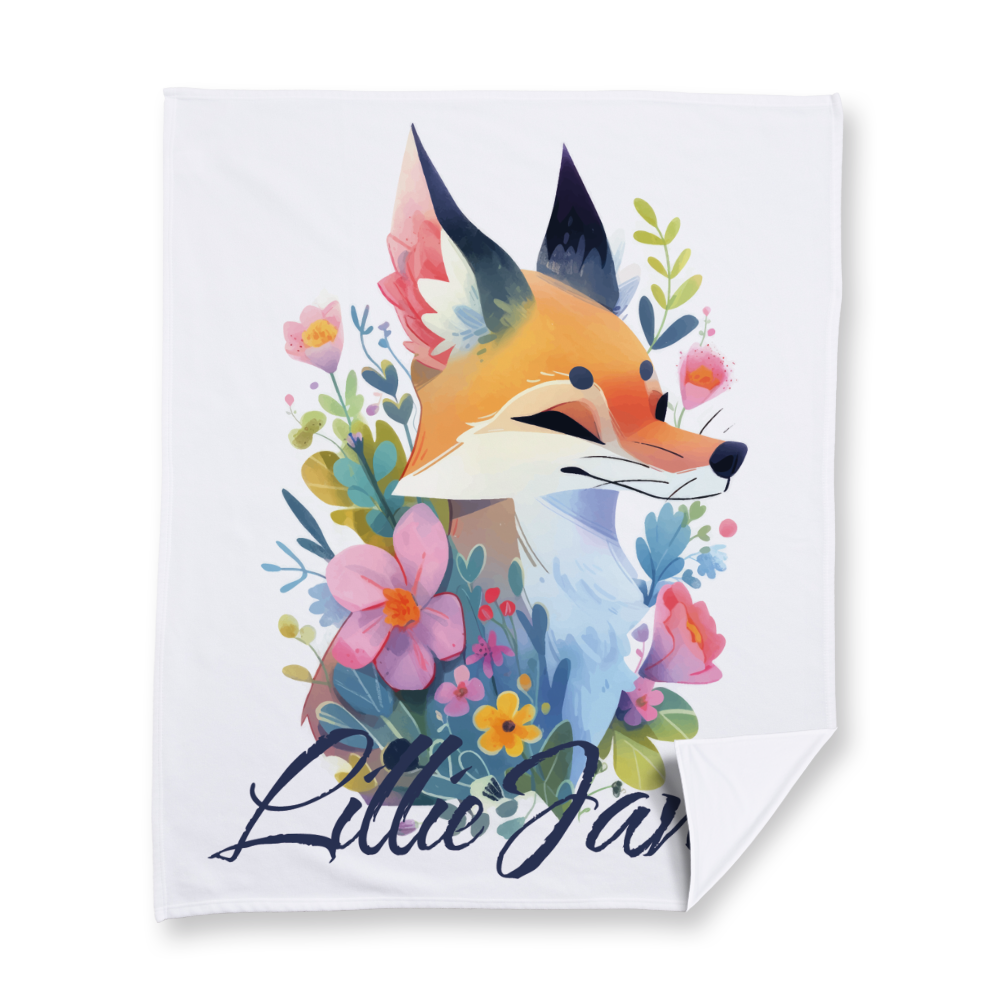 Colorful Watercolor Fox Fleece Blanket