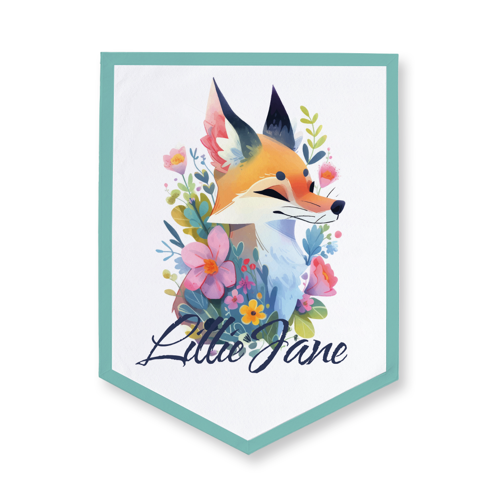 Colorful Watercolor Fox 5-Point Camp Flag