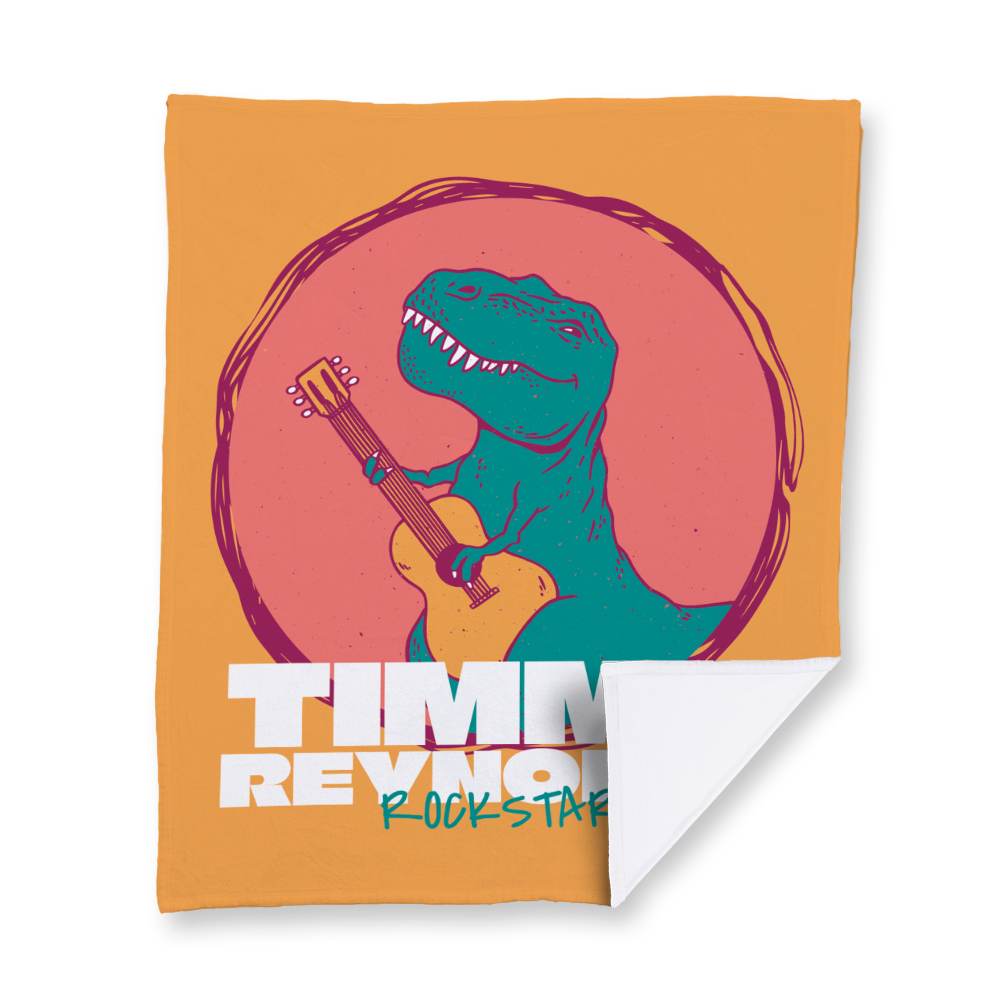 Cool T-Rex with Guitar Velvety Blanket