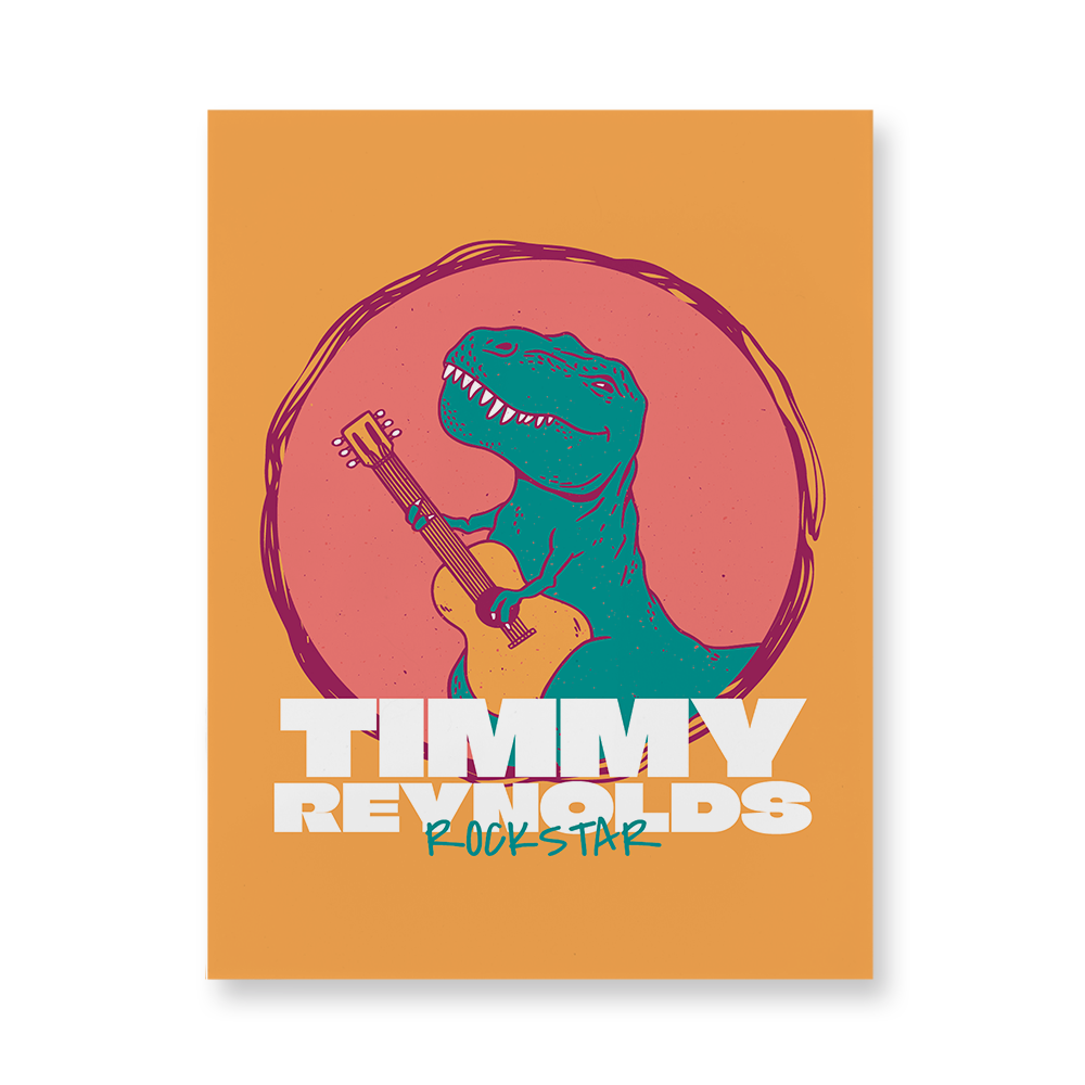 Cool T-Rex with Guitar Acrylic Wall Art