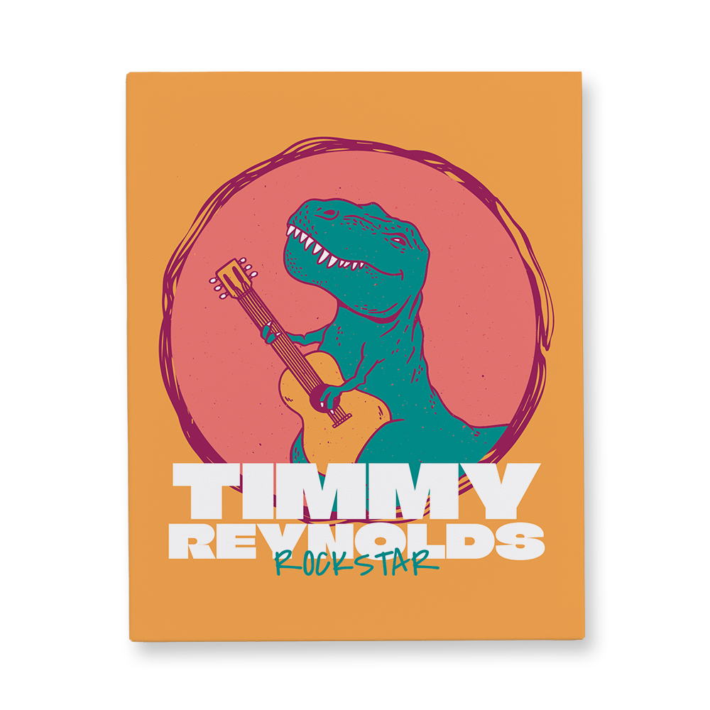 Cool T-Rex with Guitar Canvas Wall Art