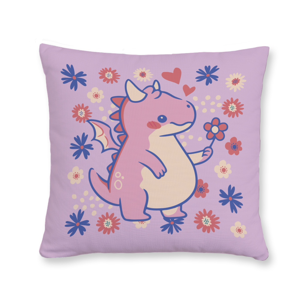 cute-dragon-with-flowers-throw-pillow