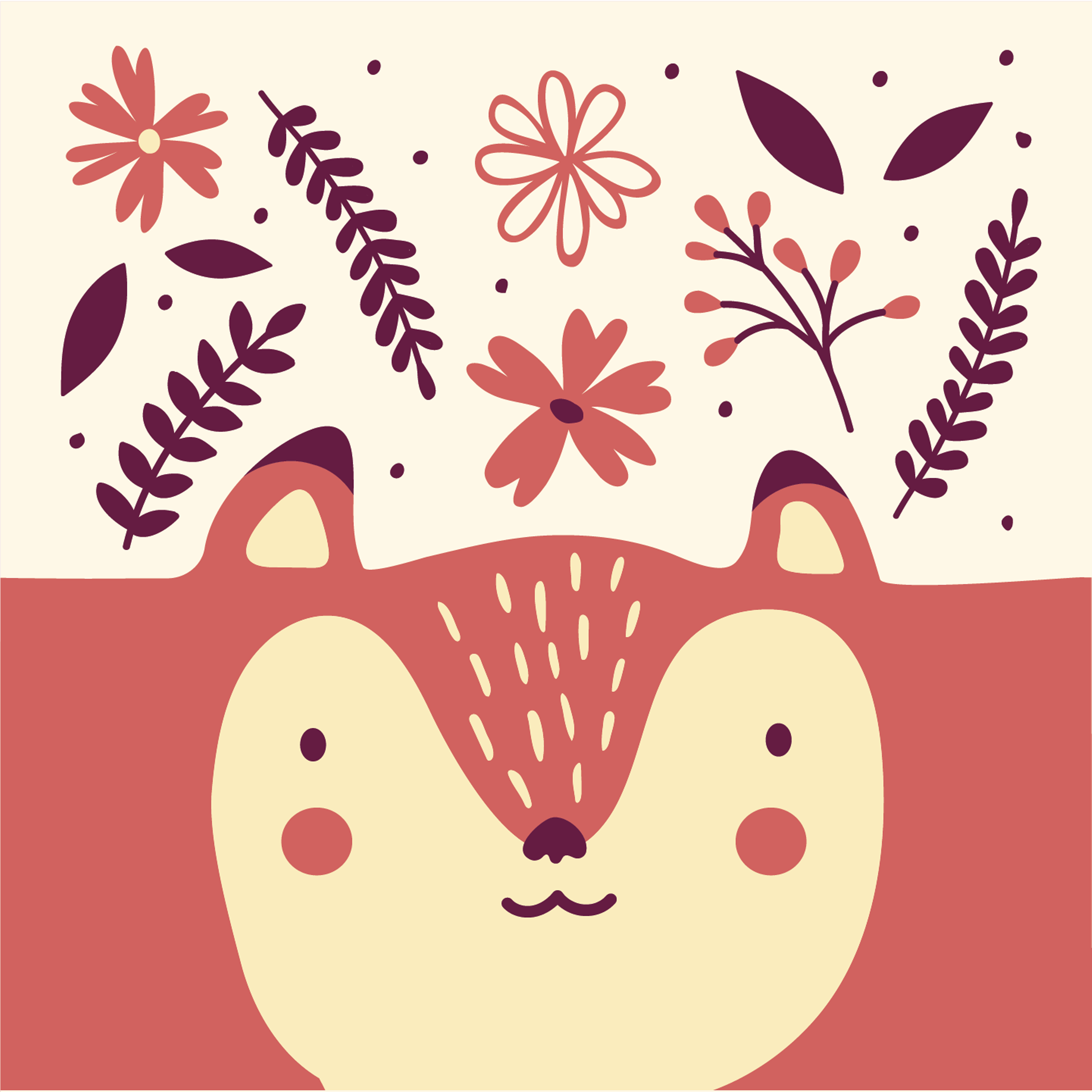 cute-fox-with-flowers-design-theme
