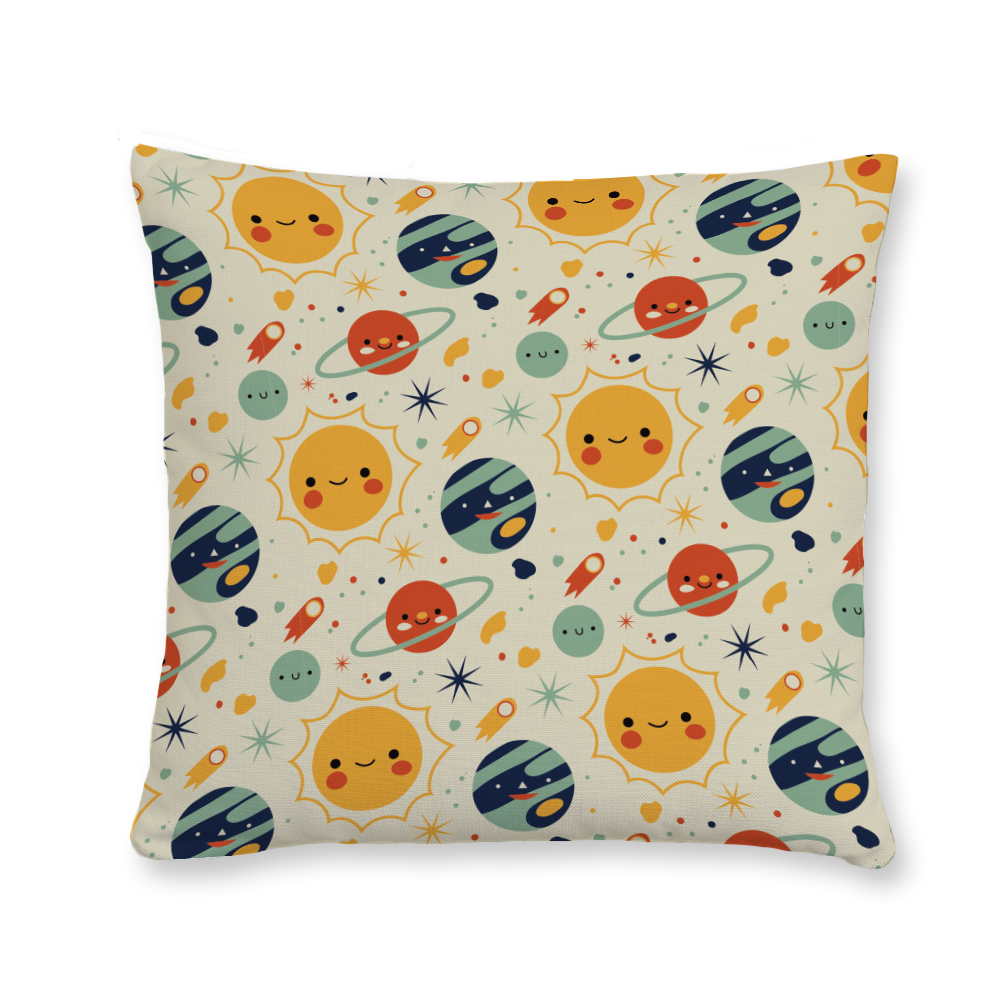 Cute Planets Pattern Throw Pillow