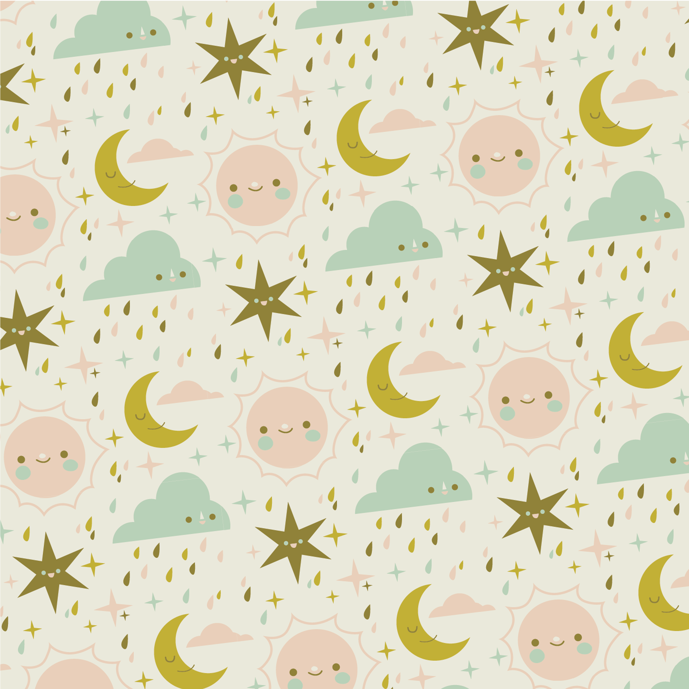 Cute Sun and Moon Pattern