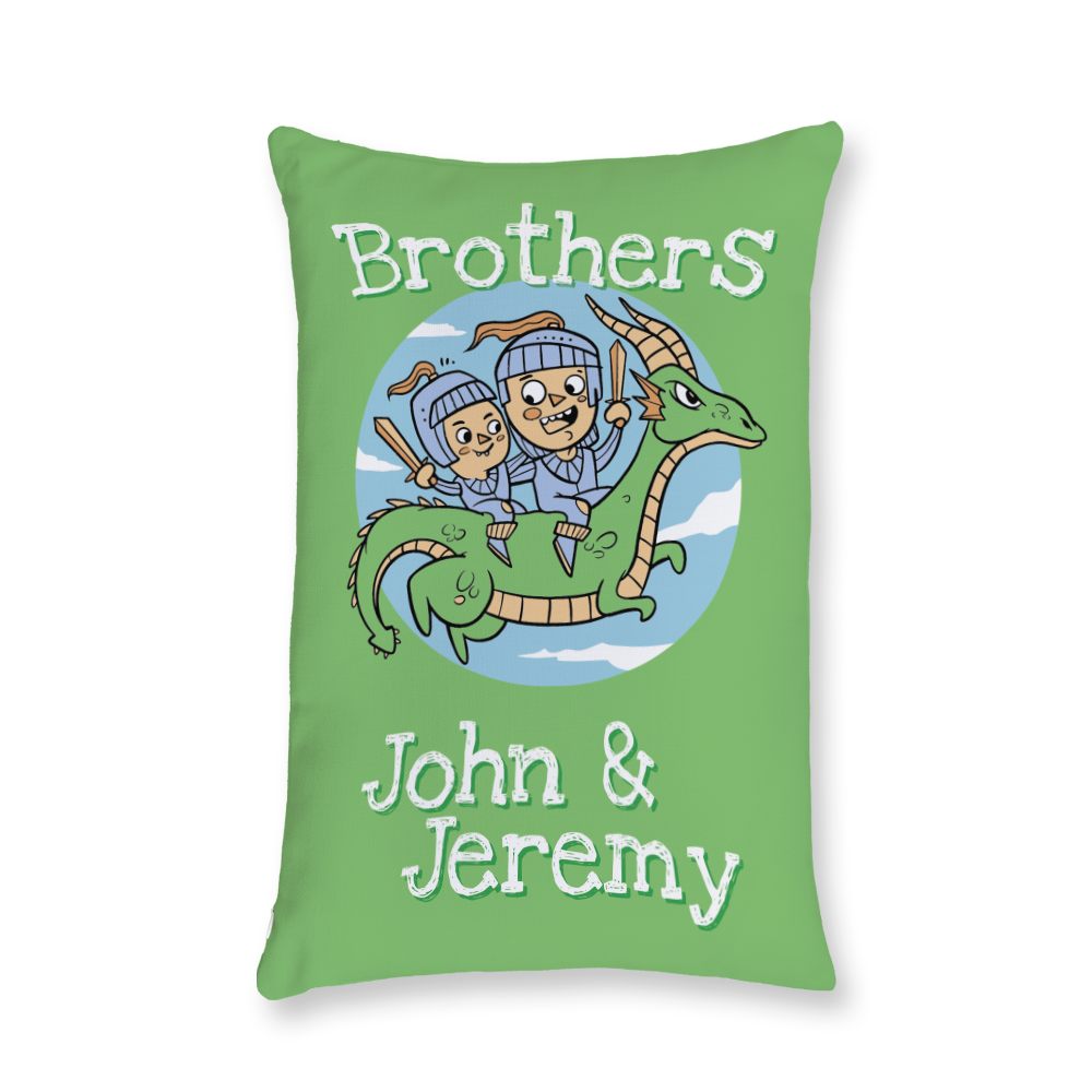 Dragon Fighting Brothers Throw Pillow