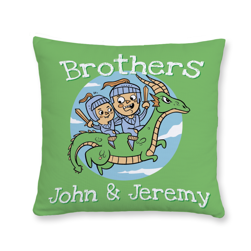 Dragon Fighting Brothers Throw Pillow