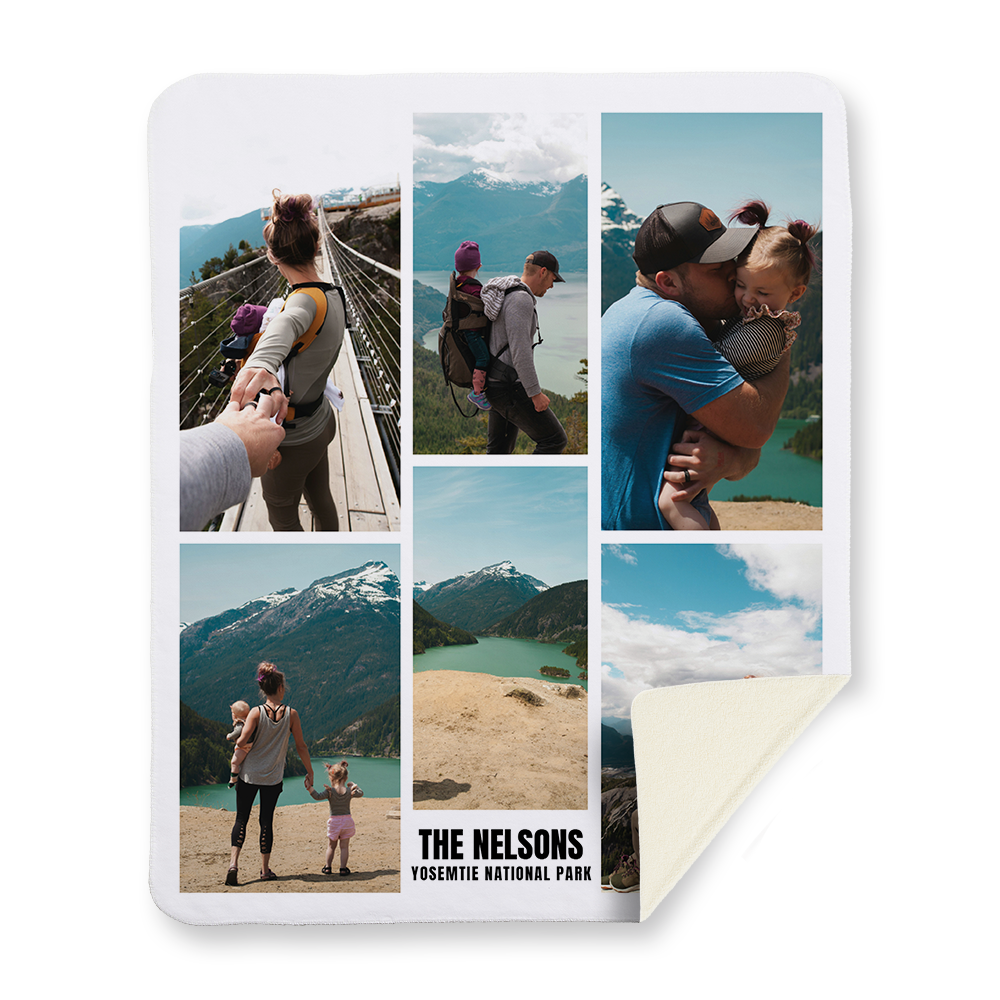 Family Vacation Collage Sherpa Blanket