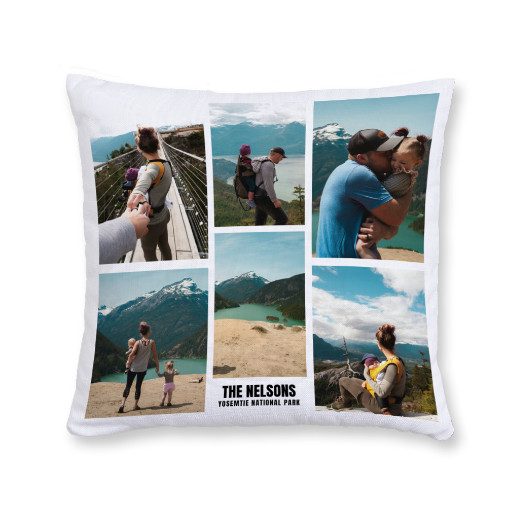 Family Vacation Collage Throw Pillow