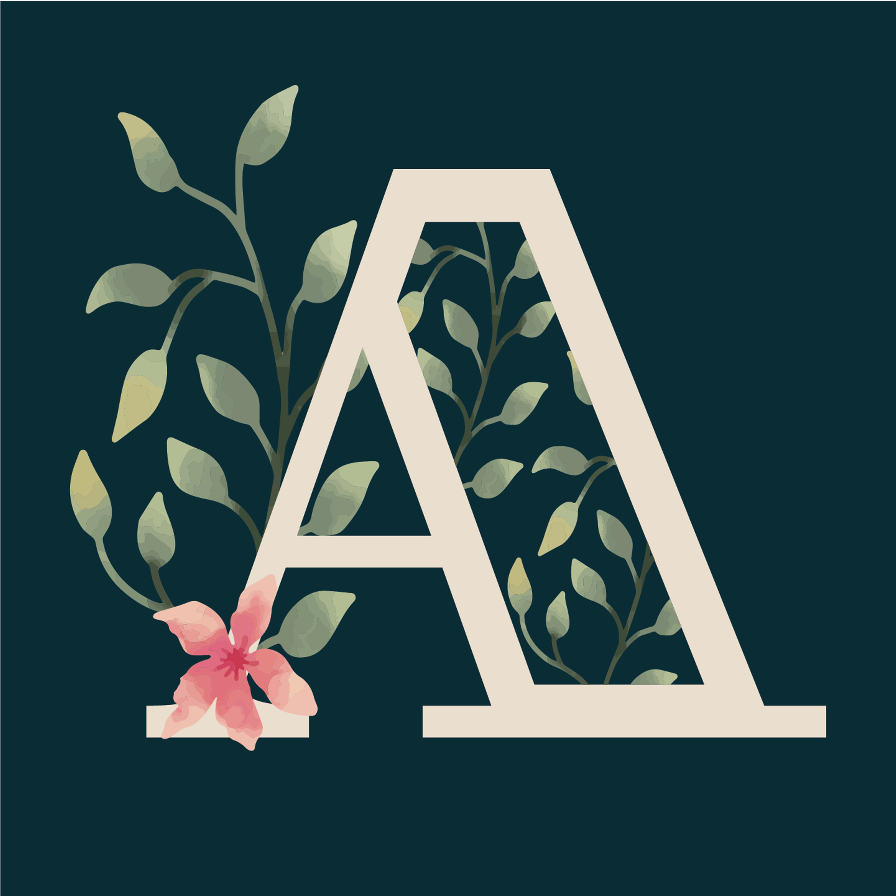 floral-watercolor-letter-a-design-theme