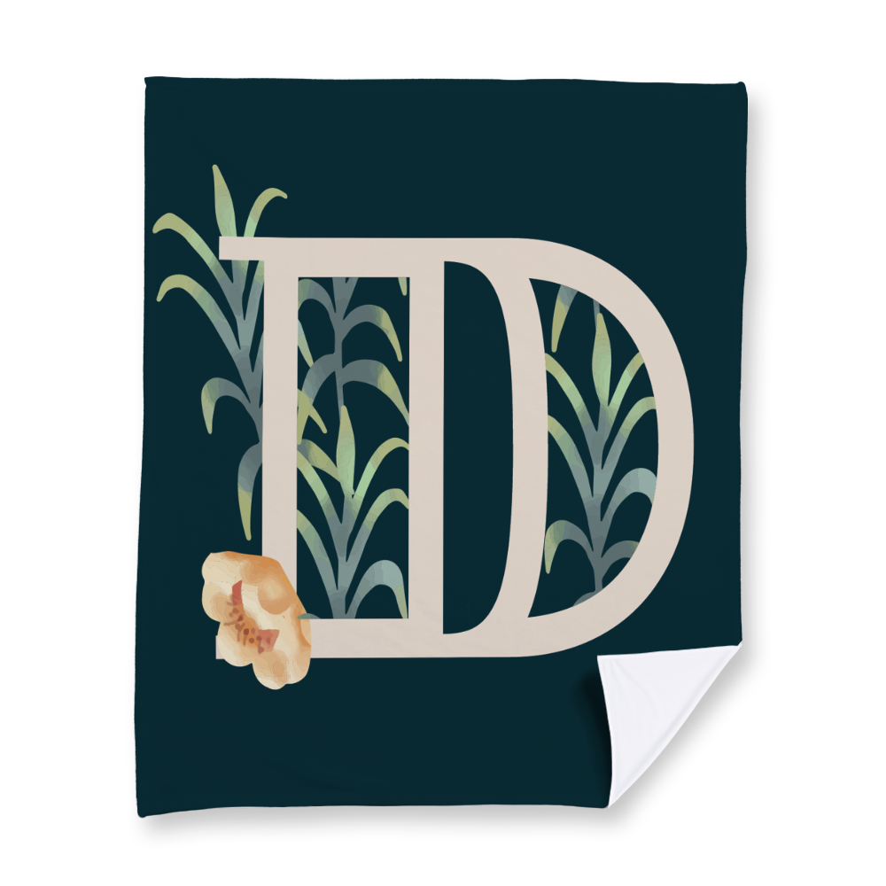 floral-watercolor-letter-d-blanket-fleece