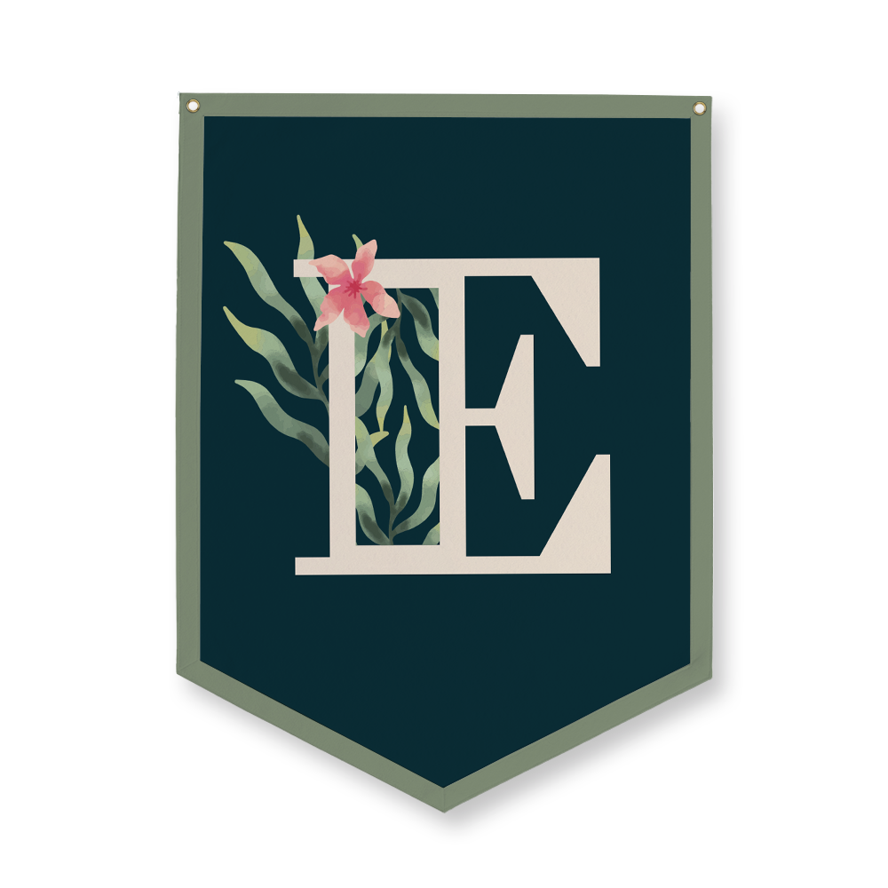 floral-watercolor-letter-e-camp-flag-five-point