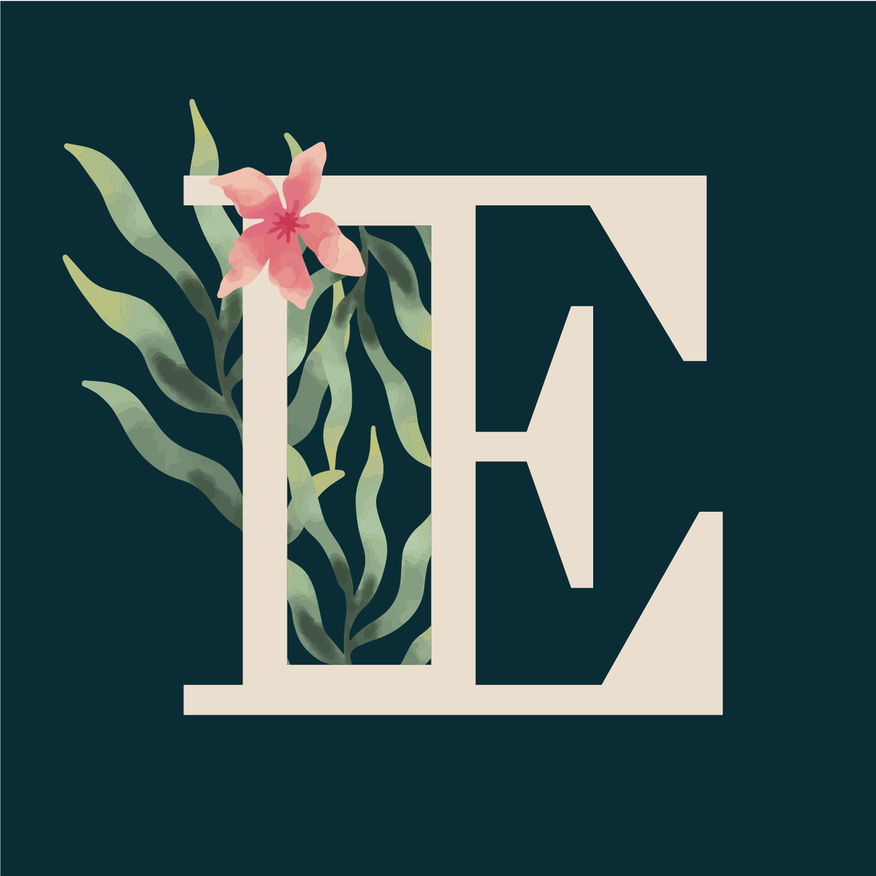 floral-watercolor-letter-e-design-theme