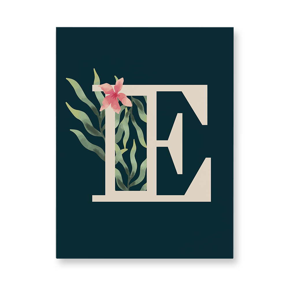 floral-watercolor-letter-e-aluminum-wall-art