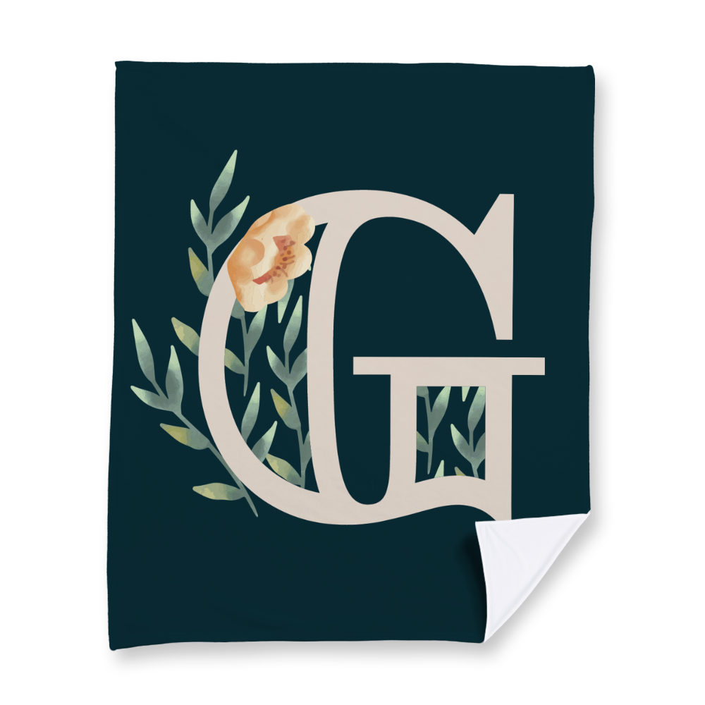 floral-watercolor-letter-g-blanket-fleece