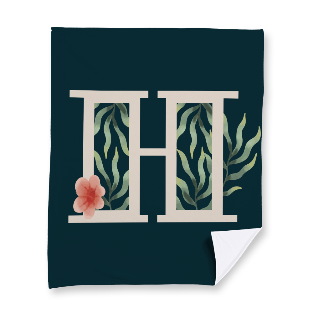 floral-watercolor-letter-h-blanket-fleece
