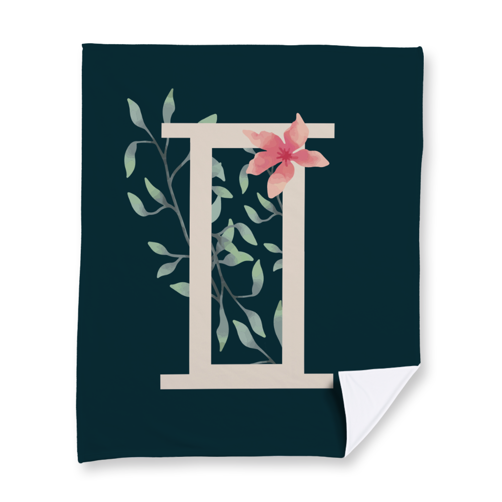 floral-watercolor-letter-i-blanket-fleece