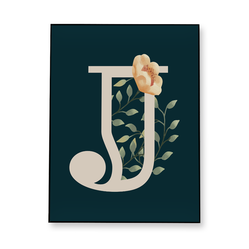 floral-watercolor-letter-j-fabric-in-a-frame-wall-art