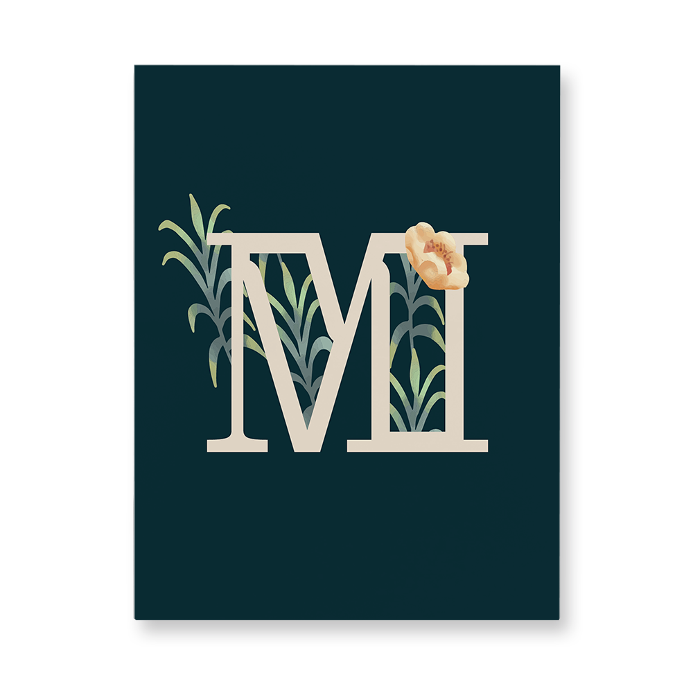 floral-watercolor-letter-m-aluminum-wall-art