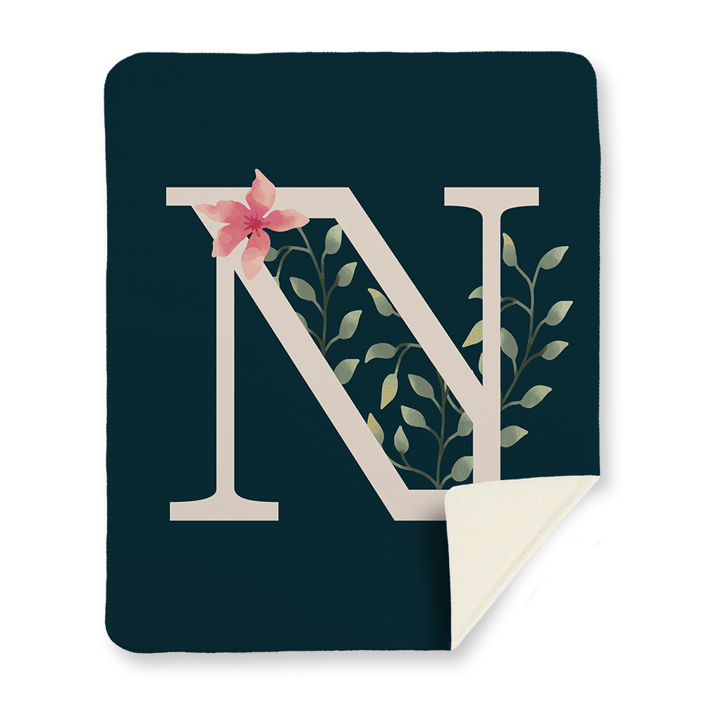 floral-watercolor-letter-n-blanket-sherpa