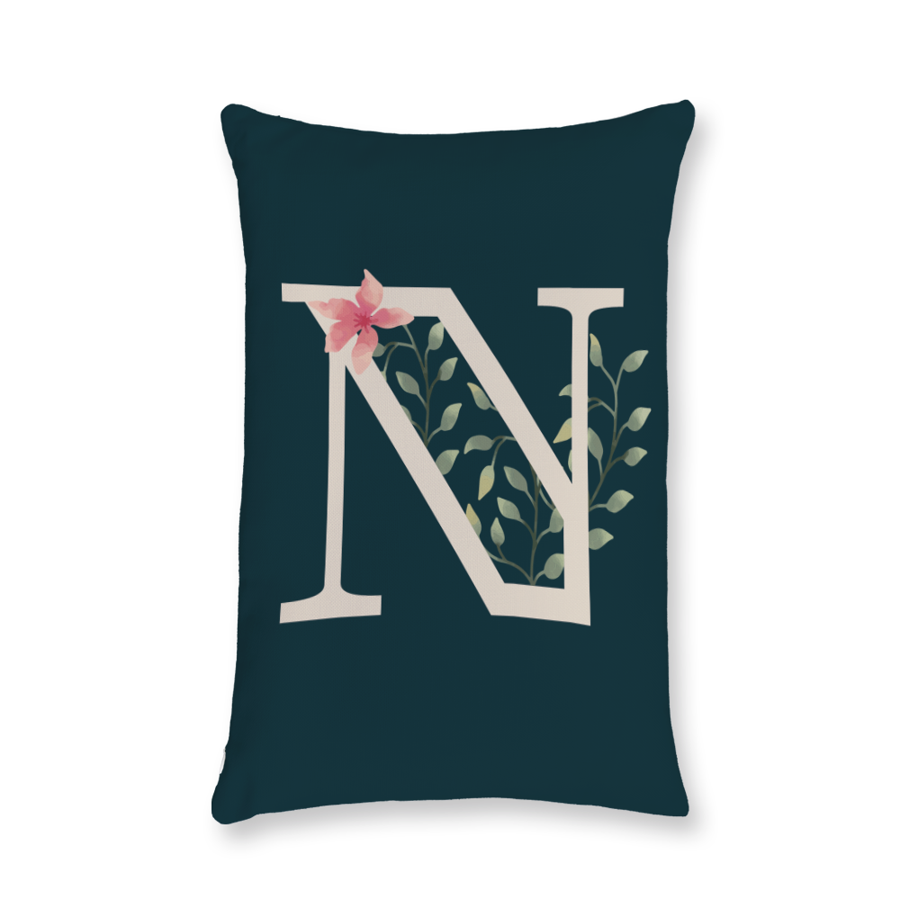 floral-watercolor-letter-n-throw-pillow