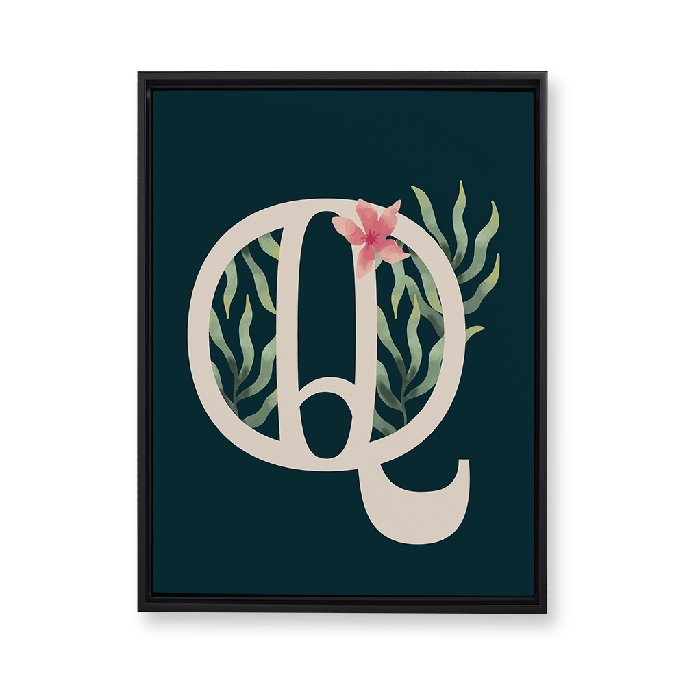 floral-watercolor-letter-q-floating-canvas-wall-art