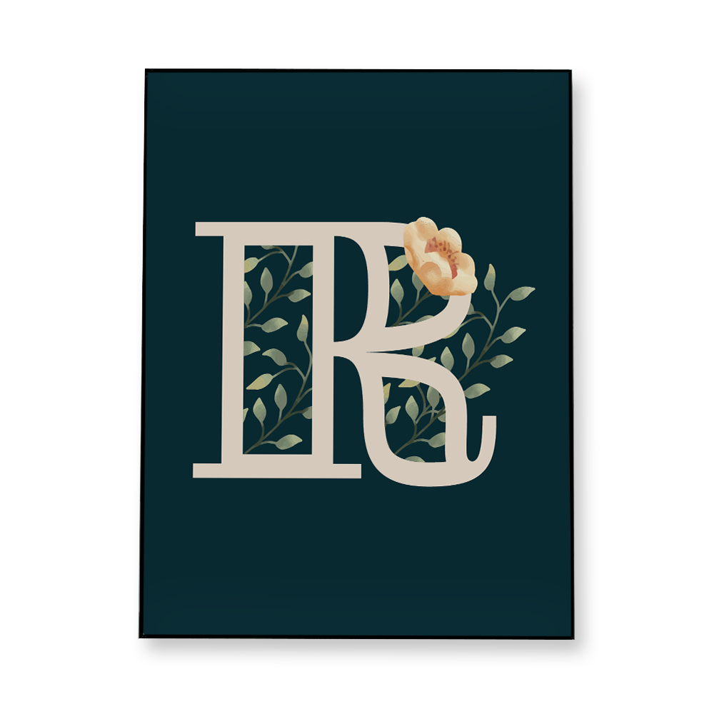 floral-watercolor-letter-r-fabric-in-a-frame-wall-art
