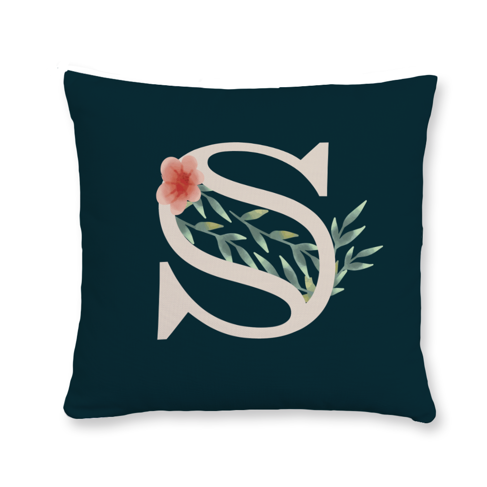 floral-watercolor-letter-s-throw-pillow