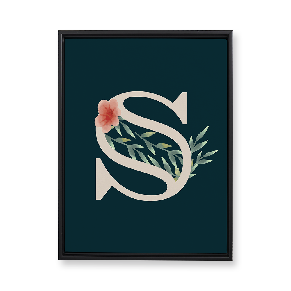 floral-watercolor-letter-s-floating-canvas-wall-art