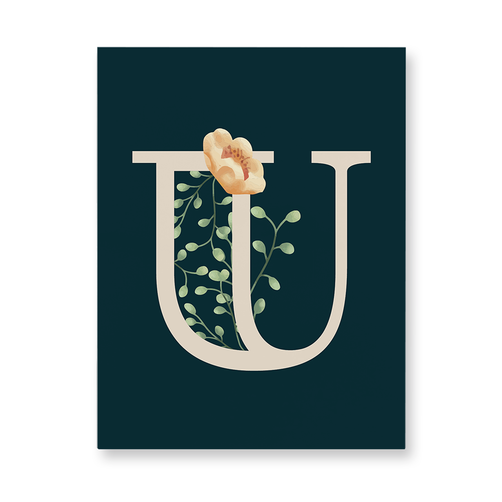 floral-watercolor-letter-u-aluminum-wall-art