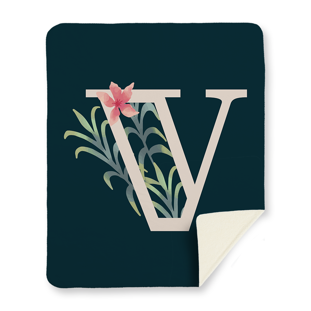 floral-watercolor-letter-v-blanket-sherpa
