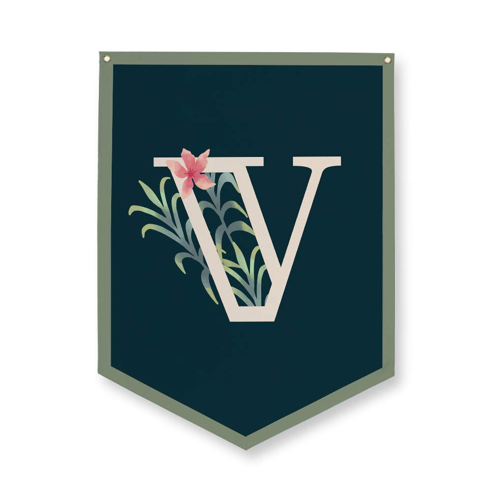 floral-watercolor-letter-v-camp-flag-five-point