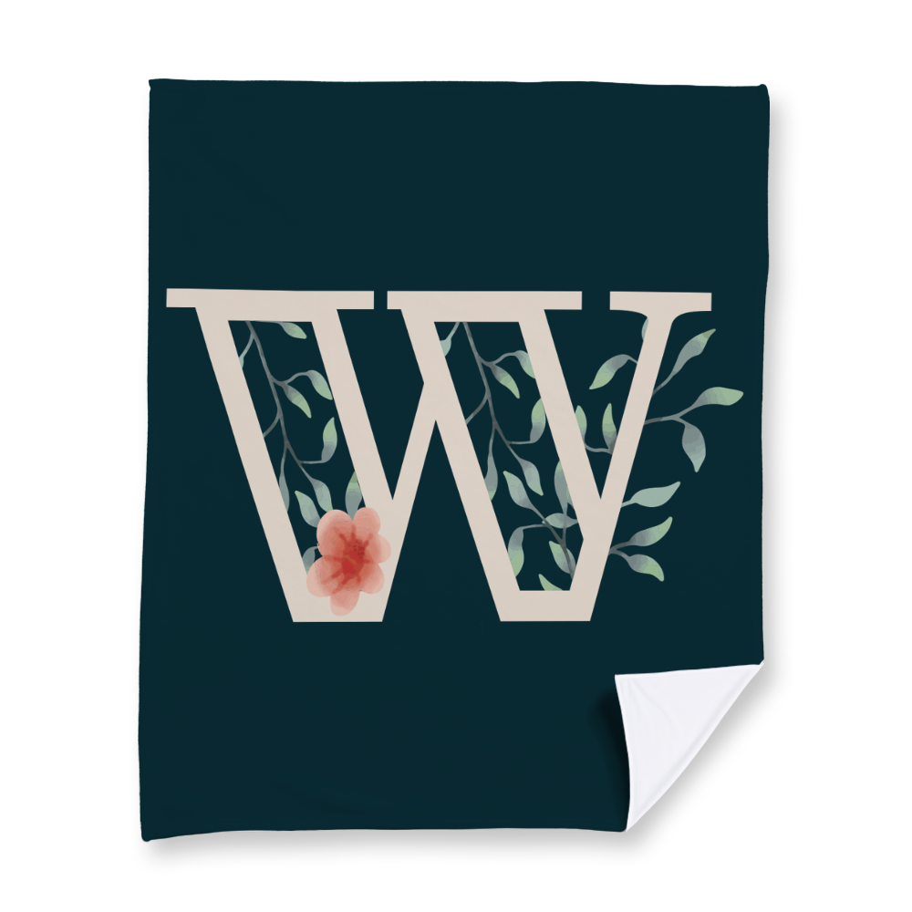 floral-watercolor-letter-w-blanket-fleece