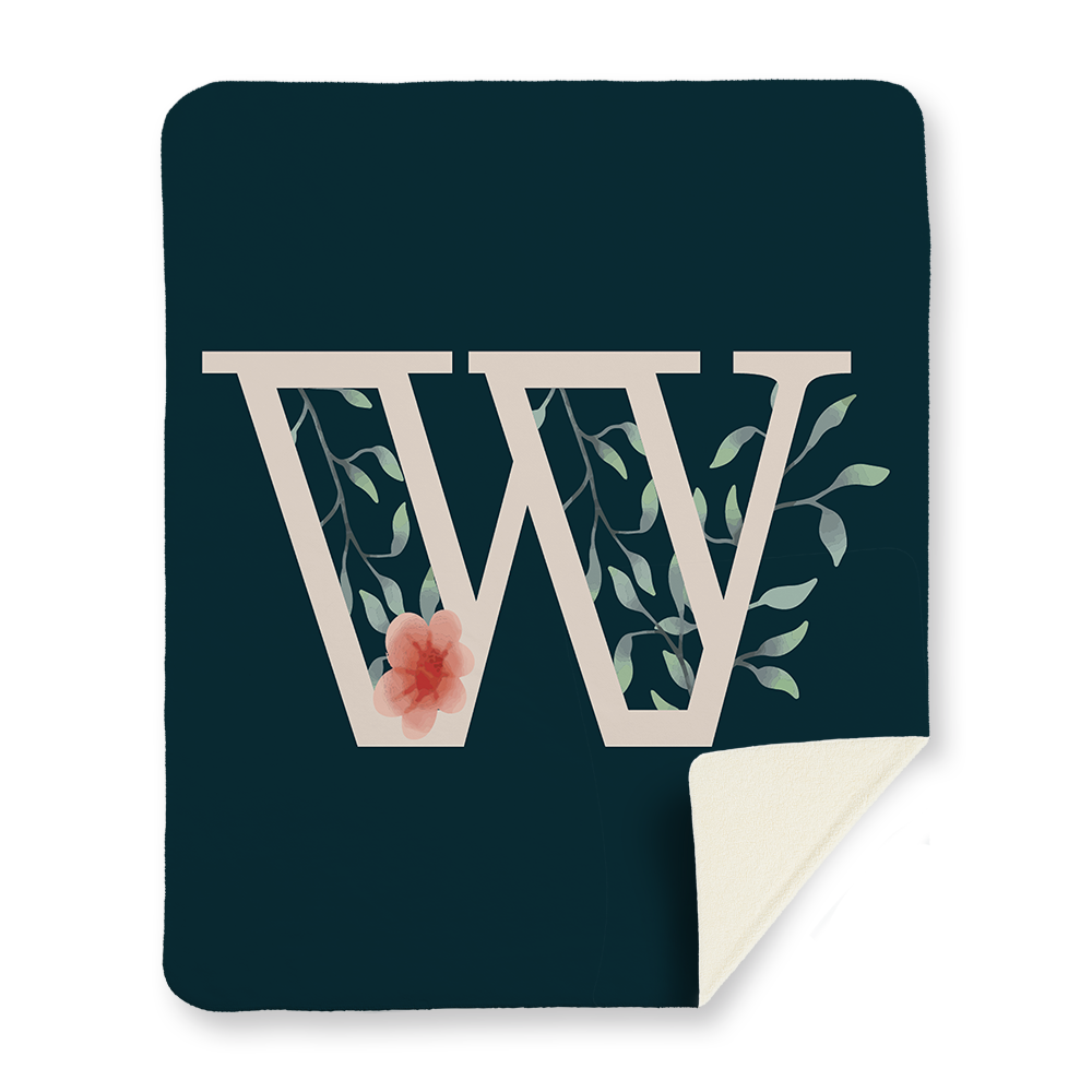 floral-watercolor-letter-w-blanket-sherpa