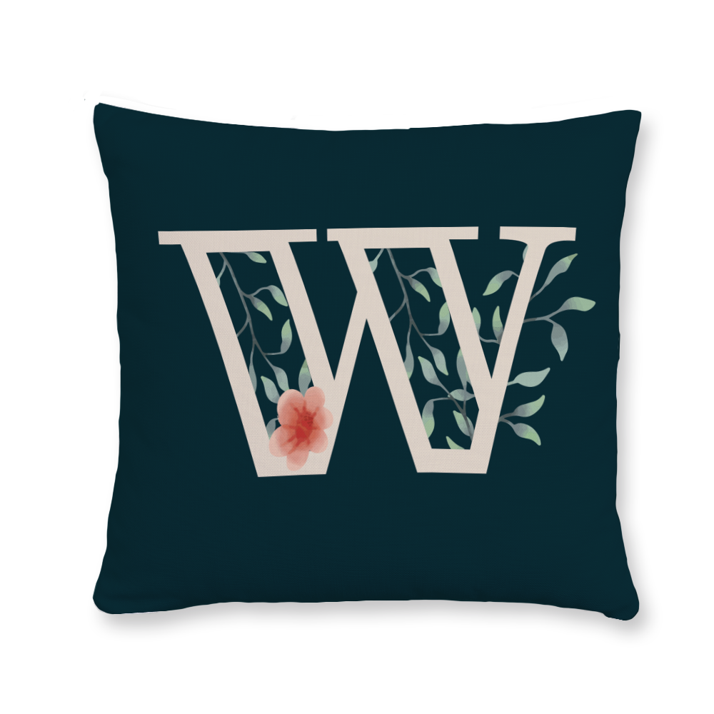 floral-watercolor-letter-w-throw-pillow