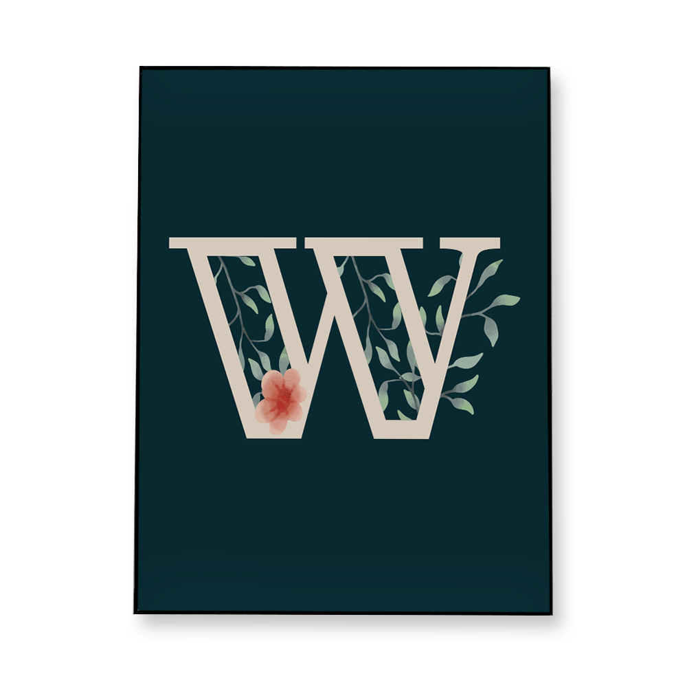 floral-watercolor-letter-w-fabric-in-a-frame-wall-art