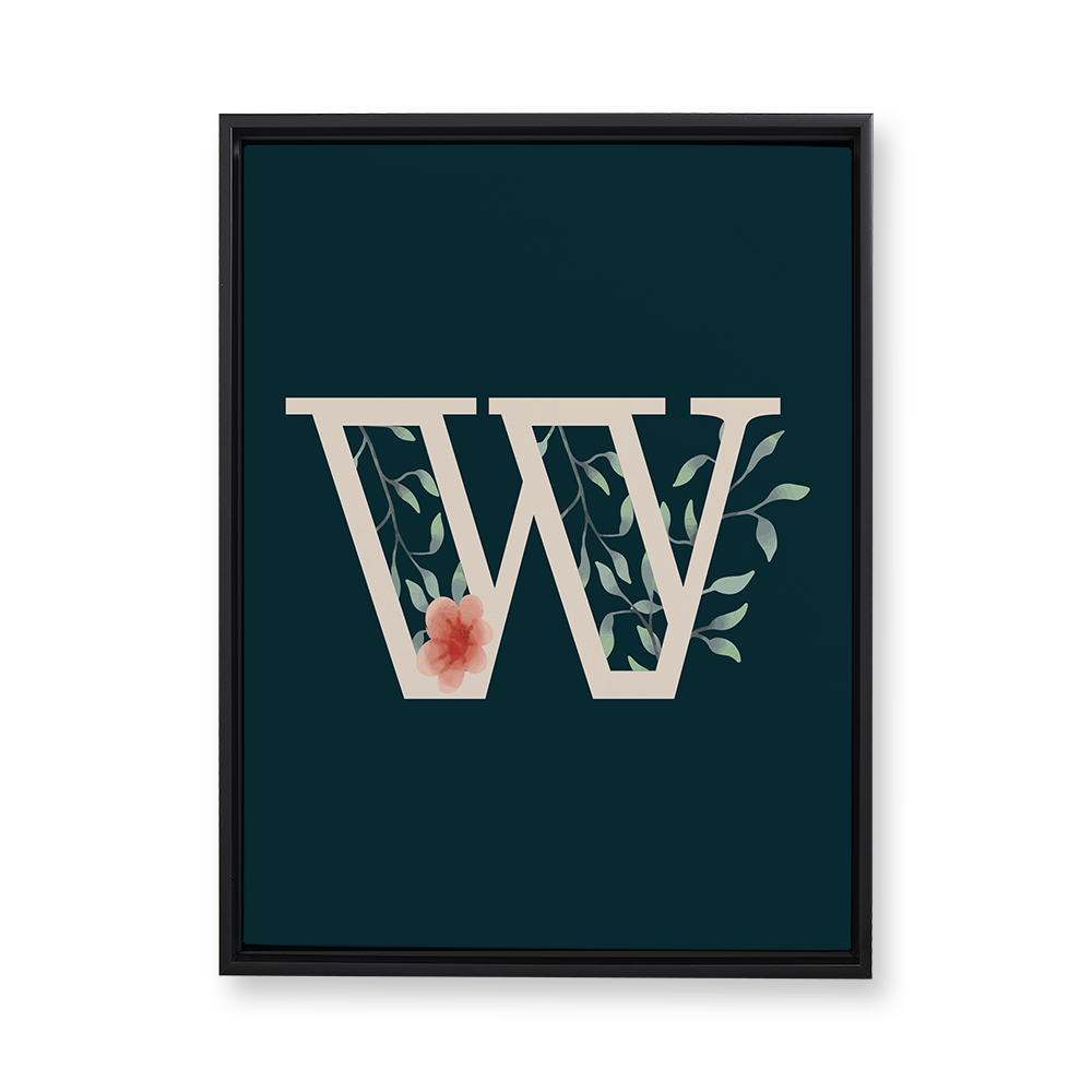 floral-watercolor-letter-w-floating-canvas-wall-art