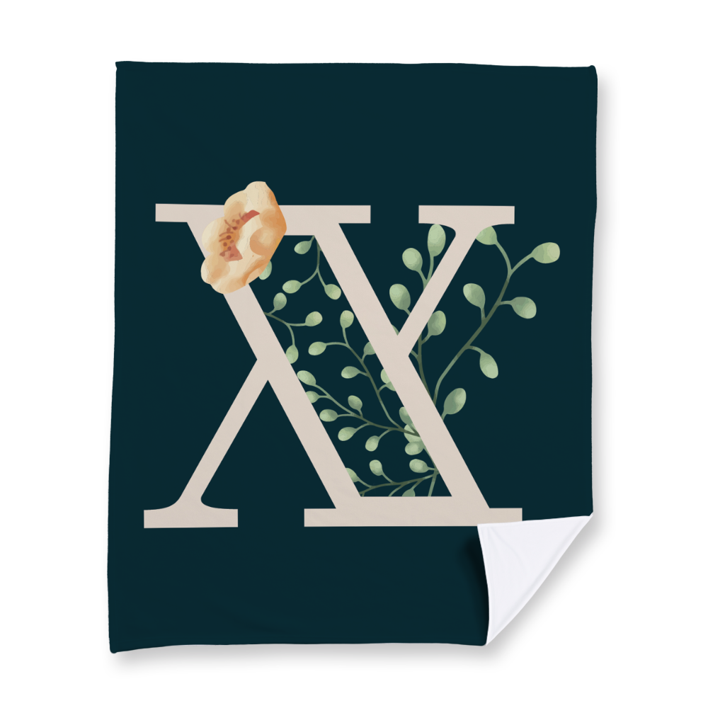 floral-watercolor-letter-x-blanket-fleece