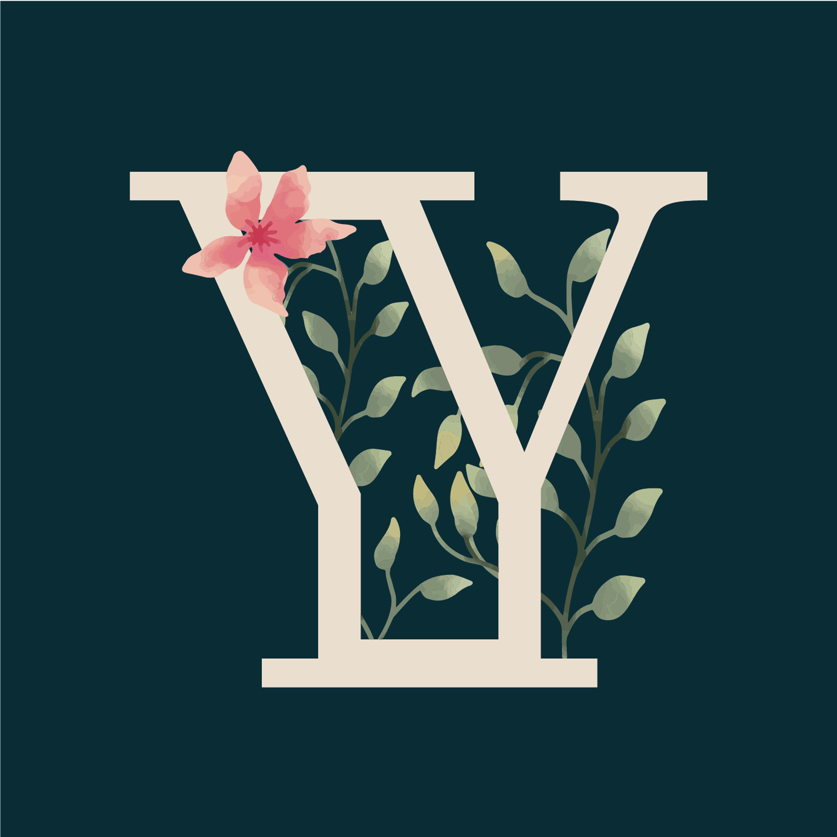 floral-watercolor-letter-y-design-theme