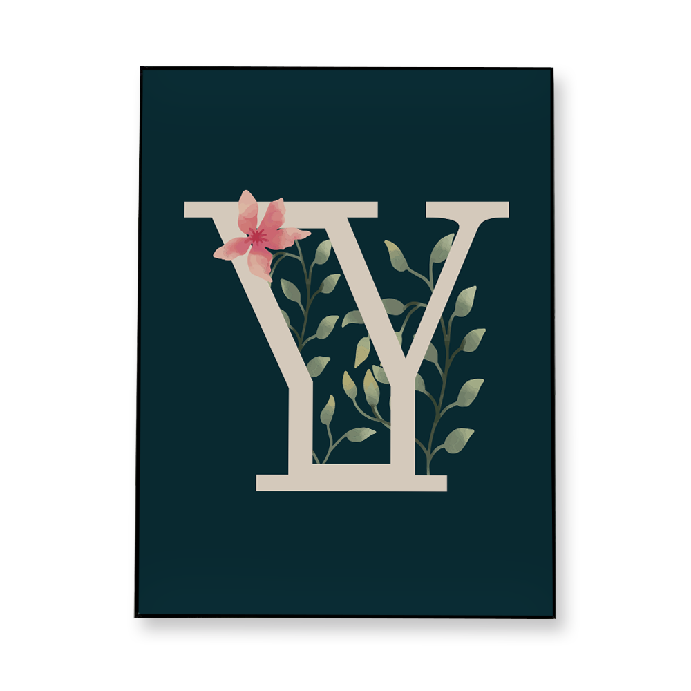 floral-watercolor-letter-y-fabric-in-a-frame-wall-art