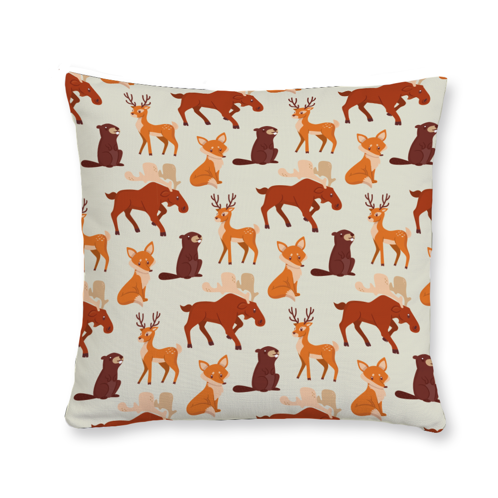 Forest Animals Pattern Throw Pillow