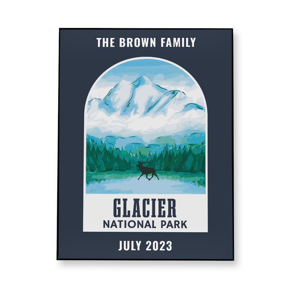 glacier-national-park-vacation-fabric-in-a-frame-wall-art