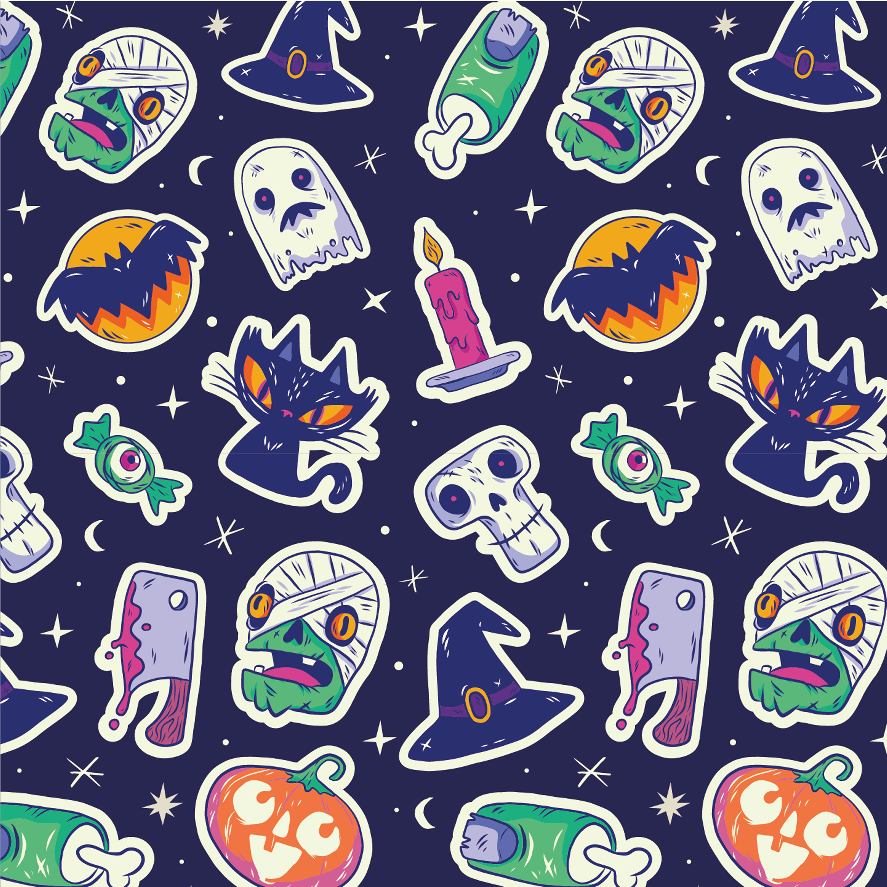 halloween-stickers-pattern-design-theme