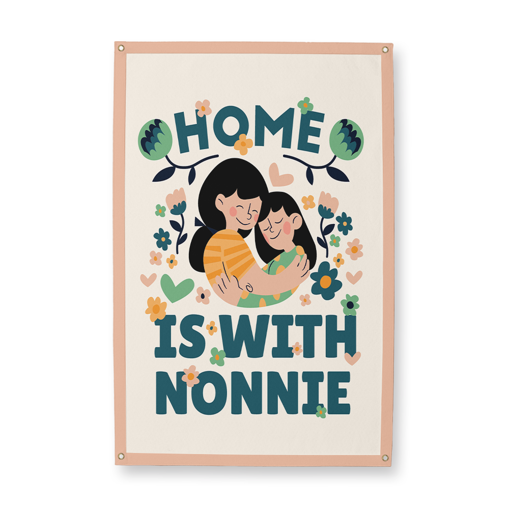 Home is with Nonnie Rectangle Camp Flag