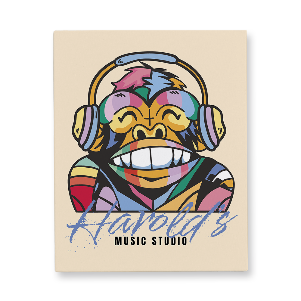 Neon Monkey Music Studio Canvas Wall Art