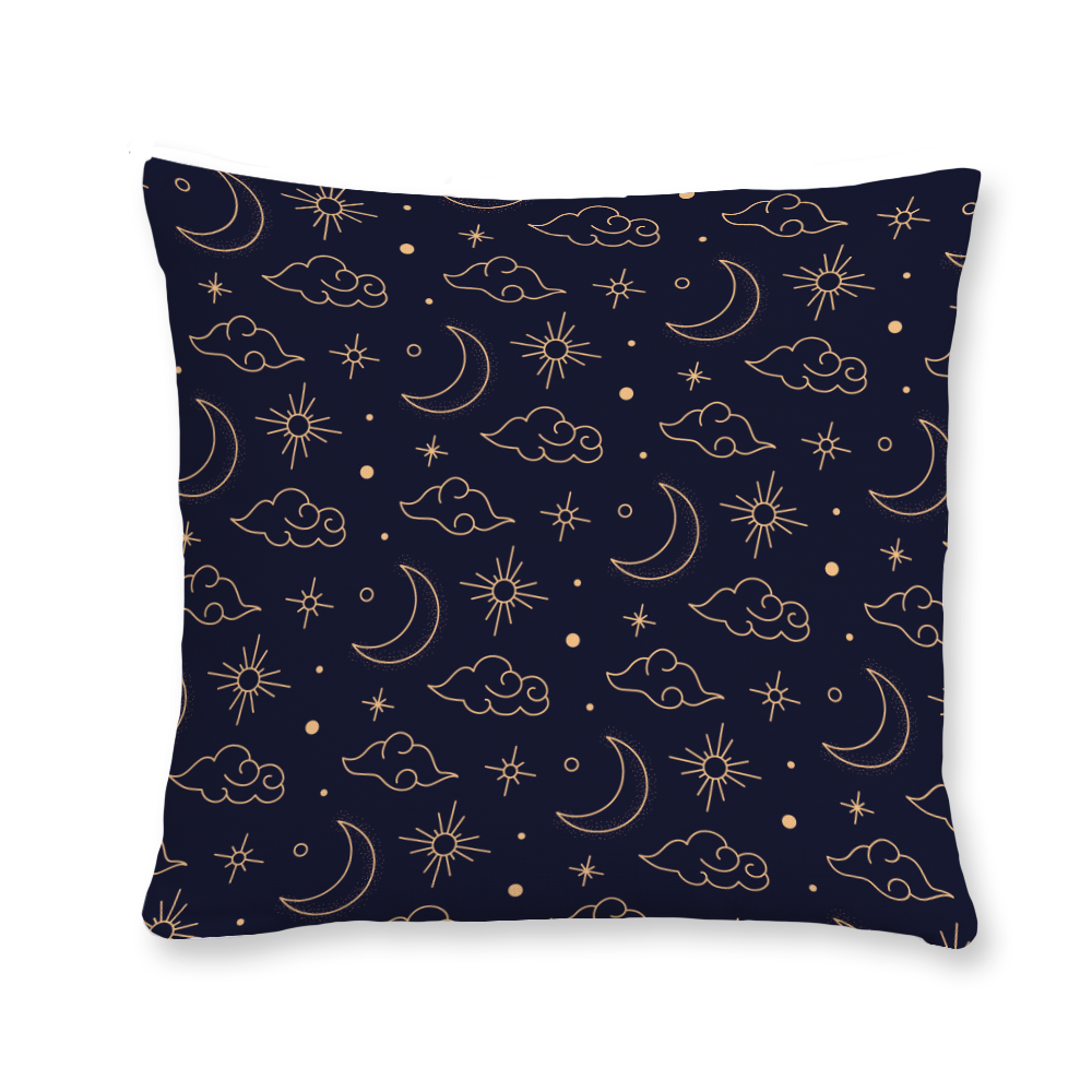 Night Sky Line Art Pattern Throw Pillow