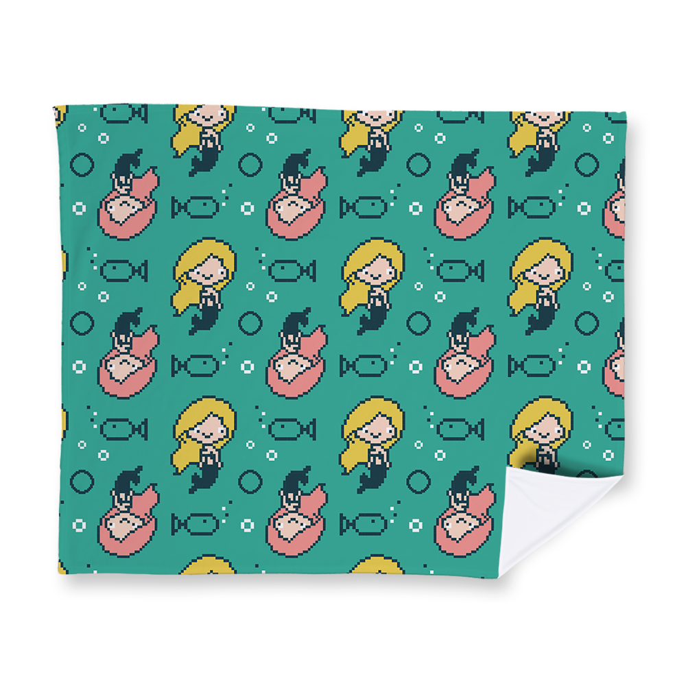 Pixel Mermaid Pattern Fleece Blanket